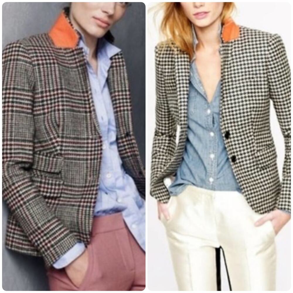 J.Crew School Boy Blazer Houndstooth Plaid Wool